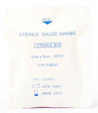 Sterile Gauze Swabs (Sterile EO) 5cm x 5cm - 12 ply 5 pcs/bag